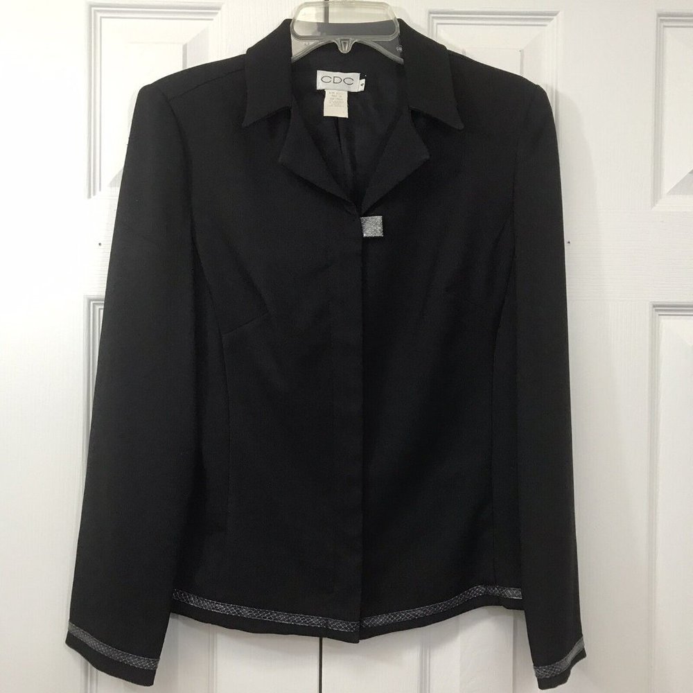 Vintage 90s Form Fitting Zippered Black Snake Accents CDC Blazer Jacket Size 4